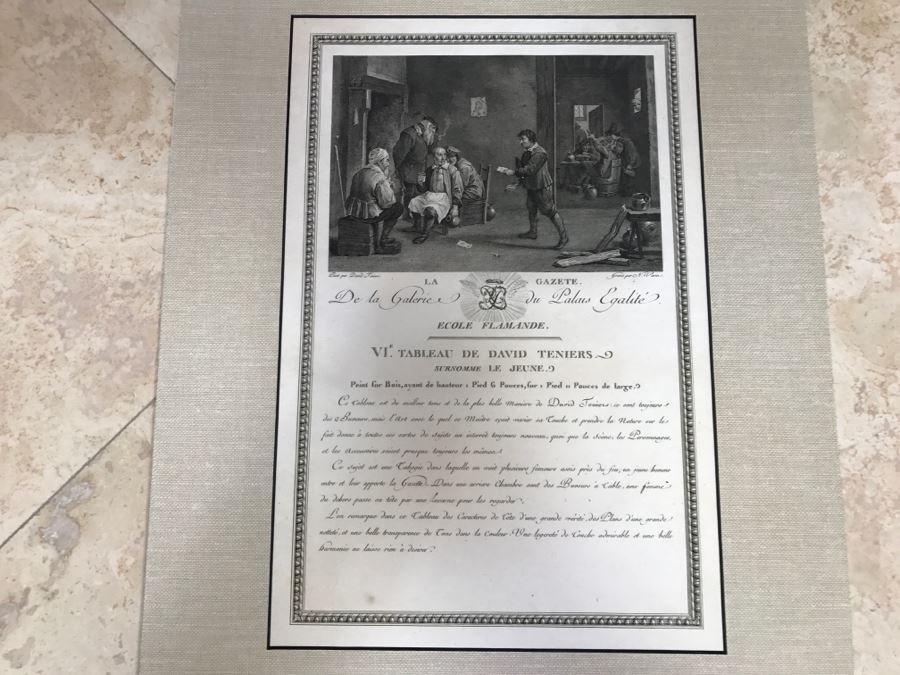 Pair Of Antique 1786 Prints Engravings: (1) Engraver Dambrun, Artist Corneille Poelenburg, Title Cephale Et Procris; (2) Engraver N. Varin, Artist David Teniers, Title La Gazete [Photo 22]