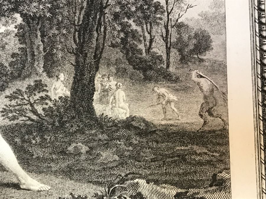 Pair Of Antique 1786 Prints Engravings: (1) Engraver Dambrun, Artist Corneille Poelenburg, Title Cephale Et Procris; (2) Engraver N. Varin, Artist David Teniers, Title La Gazete [Photo 12]