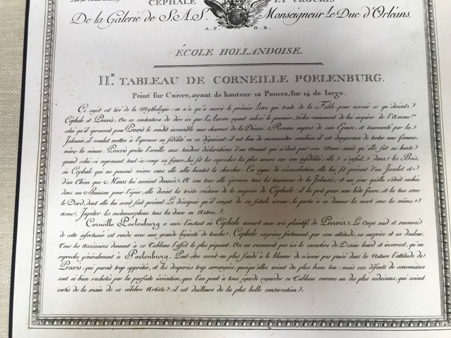 Pair Of Antique 1786 Prints Engravings: (1) Engraver Dambrun, Artist Corneille Poelenburg, Title Cephale Et Procris; (2) Engraver N. Varin, Artist David Teniers, Title La Gazete [Photo 20]