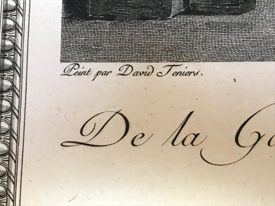 Pair Of Antique 1786 Prints Engravings: (1) Engraver Dambrun, Artist Corneille Poelenburg, Title Cephale Et Procris; (2) Engraver N. Varin, Artist David Teniers, Title La Gazete [Photo 34]