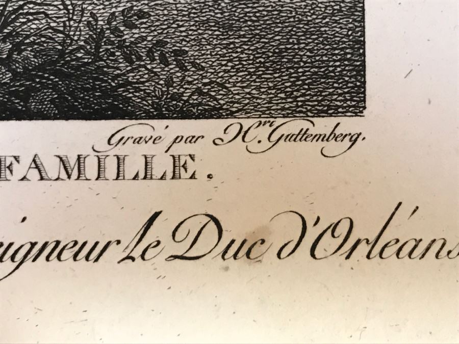 Pair Of Antique 1786 Prints Engravings: (1) Engraver Charles Le Vasseur, Artist Corlo Cignani, Title Jesus-Christ Et La Madeleine; (2) Engraver H. Guttenberg, Artist Raphael Sanzio D'Urbin, Title Sainte Famille [Photo 25]