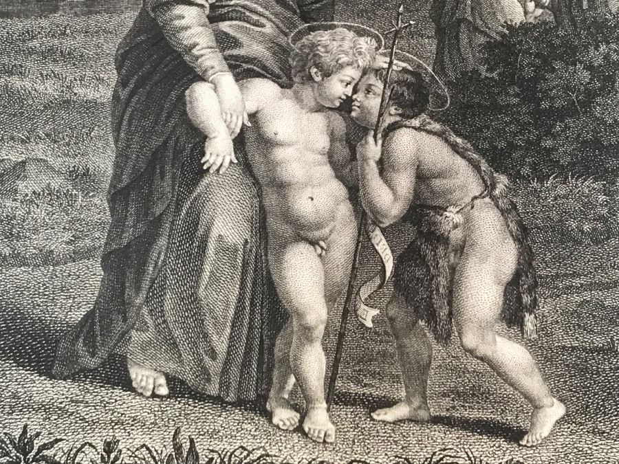 Pair Of Antique 1786 Prints Engravings: (1) Engraver Charles Le Vasseur, Artist Corlo Cignani, Title Jesus-Christ Et La Madeleine; (2) Engraver H. Guttenberg, Artist Raphael Sanzio D'Urbin, Title Sainte Famille [Photo 21]