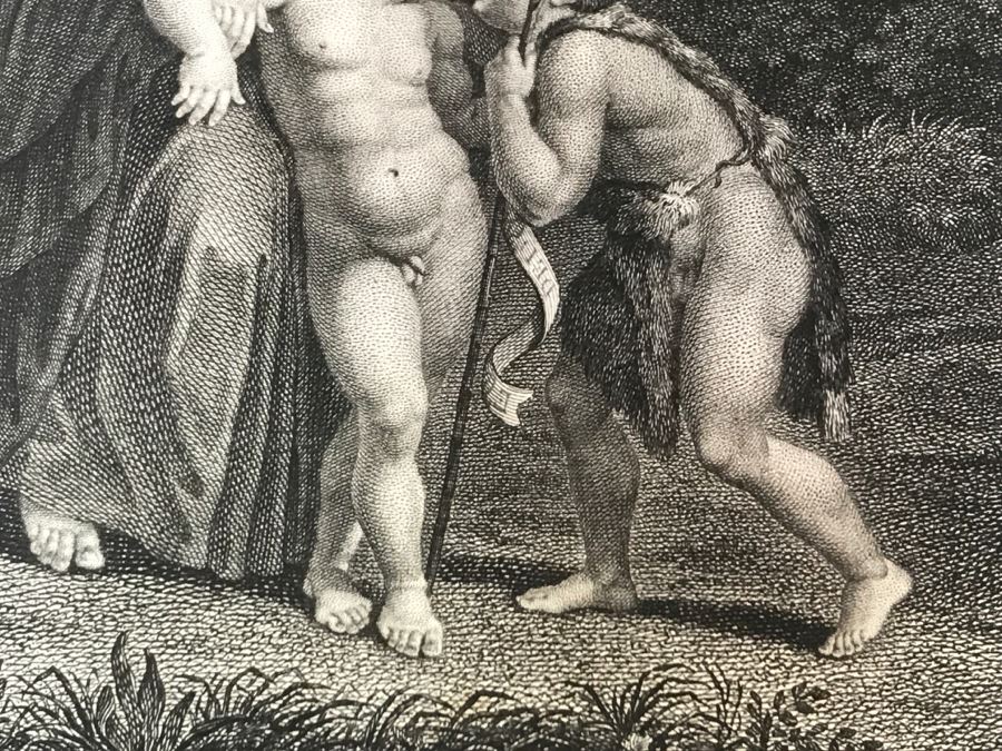 Pair Of Antique 1786 Prints Engravings: (1) Engraver Charles Le Vasseur, Artist Corlo Cignani, Title Jesus-Christ Et La Madeleine; (2) Engraver H. Guttenberg, Artist Raphael Sanzio D'Urbin, Title Sainte Famille [Photo 23]