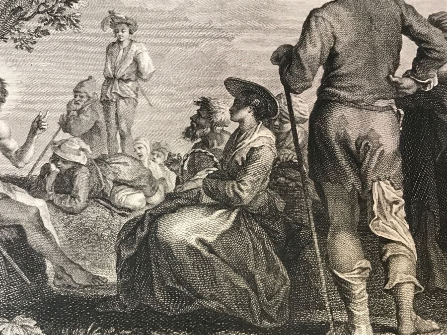 Pair Of Antique 1786 Prints Engravings: (1) Engraver H. Guttenberg, Artist Rembrant Van Ryn, Title Portrait D'Un Bourguemestre; (2) Engraver Henri Guttenberg, Artist Abraham Bloemaert, Title St Jean Prechant Dans Le Desert [Photo 19]