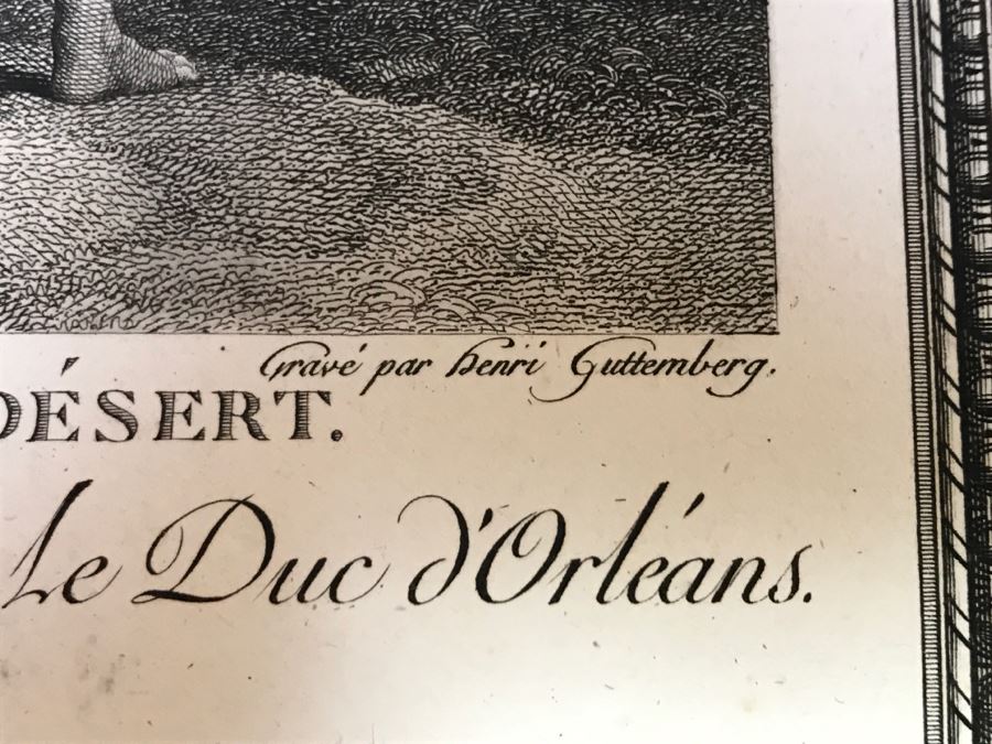 Pair Of Antique 1786 Prints Engravings: (1) Engraver H. Guttenberg, Artist Rembrant Van Ryn, Title Portrait D'Un Bourguemestre; (2) Engraver Henri Guttenberg, Artist Abraham Bloemaert, Title St Jean Prechant Dans Le Desert [Photo 22]