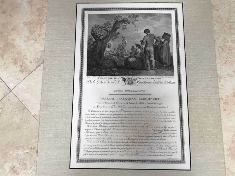 Pair Of Antique 1786 Prints Engravings: (1) Engraver H. Guttenberg, Artist Rembrant Van Ryn, Title Portrait D'Un Bourguemestre; (2) Engraver Henri Guttenberg, Artist Abraham Bloemaert, Title St Jean Prechant Dans Le Desert [Photo 13]