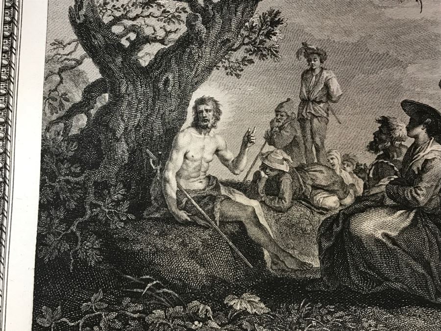 Pair Of Antique 1786 Prints Engravings: (1) Engraver H. Guttenberg, Artist Rembrant Van Ryn, Title Portrait D'Un Bourguemestre; (2) Engraver Henri Guttenberg, Artist Abraham Bloemaert, Title St Jean Prechant Dans Le Desert [Photo 15]