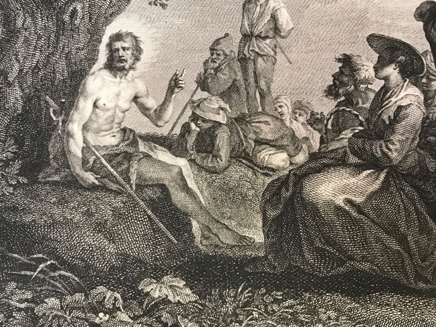 Pair Of Antique 1786 Prints Engravings: (1) Engraver H. Guttenberg, Artist Rembrant Van Ryn, Title Portrait D'Un Bourguemestre; (2) Engraver Henri Guttenberg, Artist Abraham Bloemaert, Title St Jean Prechant Dans Le Desert [Photo 18]