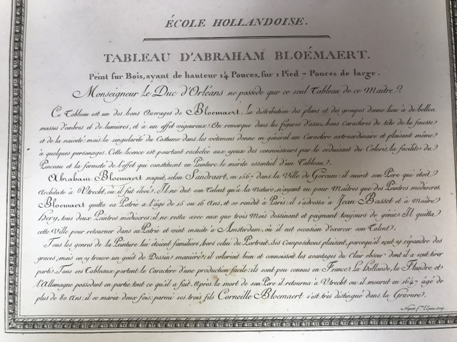 Pair Of Antique 1786 Prints Engravings: (1) Engraver H. Guttenberg, Artist Rembrant Van Ryn, Title Portrait D'Un Bourguemestre; (2) Engraver Henri Guttenberg, Artist Abraham Bloemaert, Title St Jean Prechant Dans Le Desert [Photo 27]