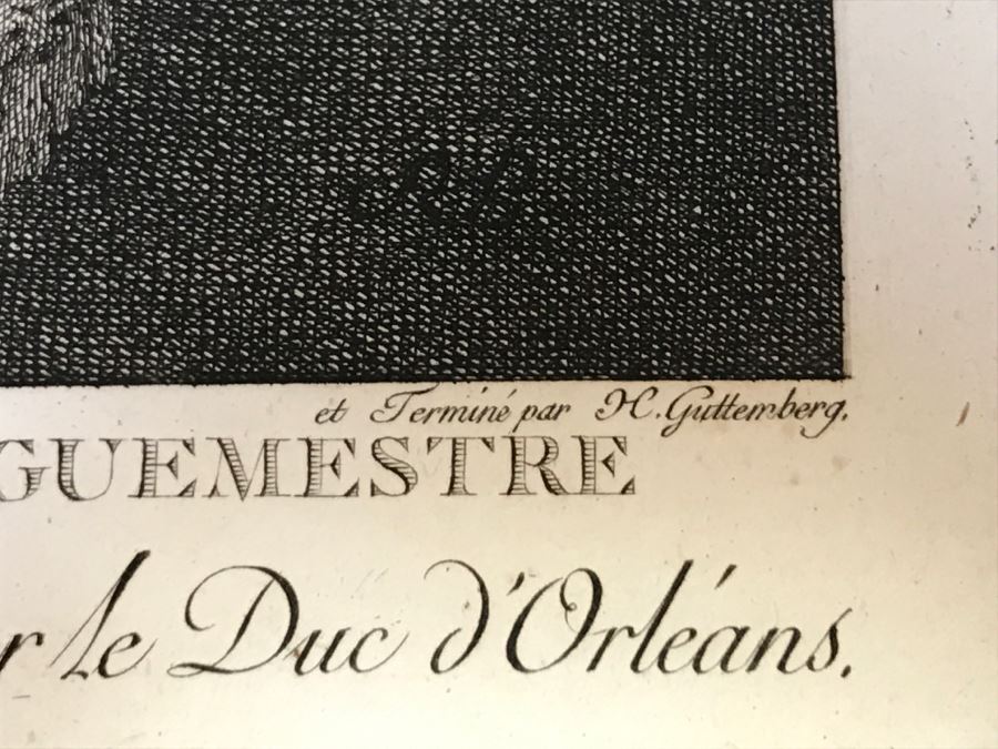 Pair Of Antique 1786 Prints Engravings: (1) Engraver H. Guttenberg, Artist Rembrant Van Ryn, Title Portrait D'Un Bourguemestre; (2) Engraver Henri Guttenberg, Artist Abraham Bloemaert, Title St Jean Prechant Dans Le Desert [Photo 7]