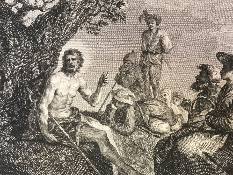 Pair Of Antique 1786 Prints Engravings: (1) Engraver H. Guttenberg, Artist Rembrant Van Ryn, Title Portrait D'Un Bourguemestre; (2) Engraver Henri Guttenberg, Artist Abraham Bloemaert, Title St Jean Prechant Dans Le Desert [Photo 17]