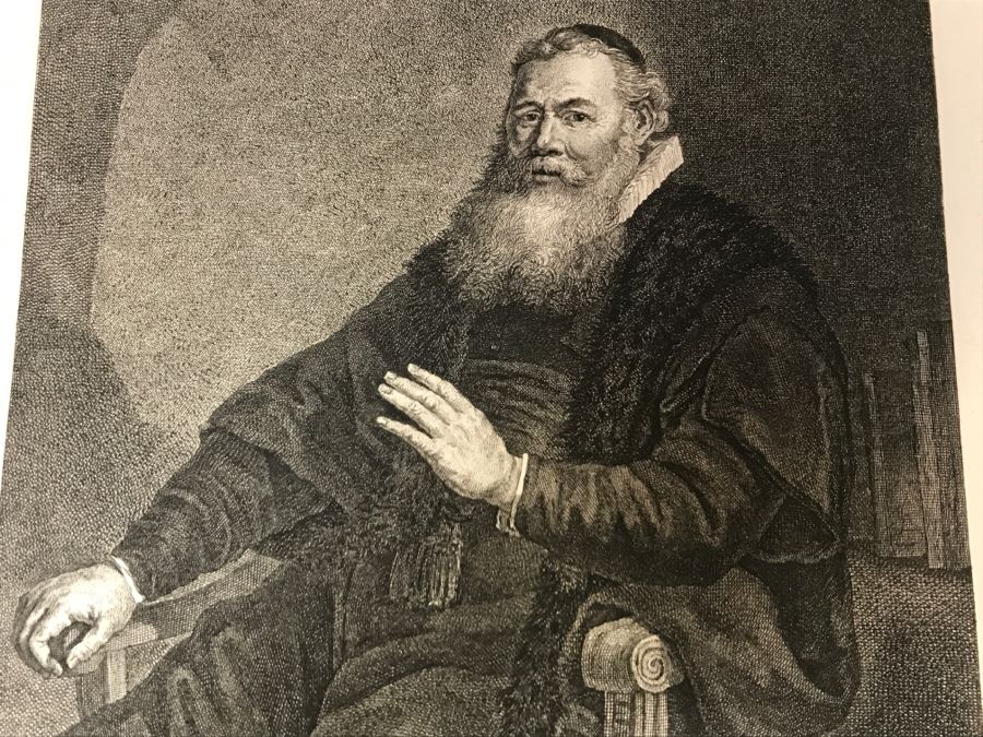 Pair Of Antique 1786 Prints Engravings: (1) Engraver H. Guttenberg, Artist Rembrant Van Ryn, Title Portrait D'Un Bourguemestre; (2) Engraver Henri Guttenberg, Artist Abraham Bloemaert, Title St Jean Prechant Dans Le Desert [Photo 5]