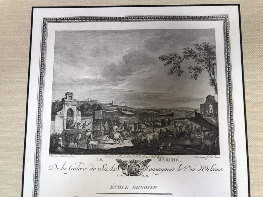 Pair Of Antique 1786 Prints Engravings: (1) Engraver J. B. Racine, Artist Sinibaldo Scorza, Title Le Marche; (2) Engraver Dambrun, Artist Nicolas Poussin, Title Moyse Marchant Sur La Couronne De Pharaon [Photo 4]
