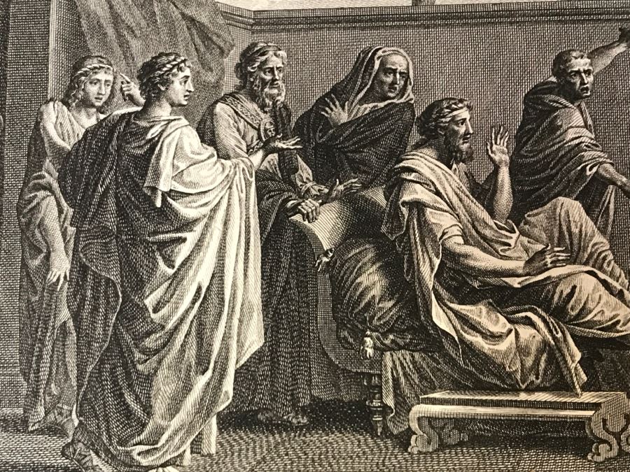 Pair Of Antique 1786 Prints Engravings: (1) Engraver J. B. Racine, Artist Sinibaldo Scorza, Title Le Marche; (2) Engraver Dambrun, Artist Nicolas Poussin, Title Moyse Marchant Sur La Couronne De Pharaon [Photo 24]