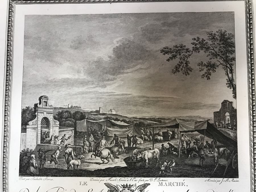 Pair Of Antique 1786 Prints Engravings: (1) Engraver J. B. Racine, Artist Sinibaldo Scorza, Title Le Marche; (2) Engraver Dambrun, Artist Nicolas Poussin, Title Moyse Marchant Sur La Couronne De Pharaon [Photo 5]