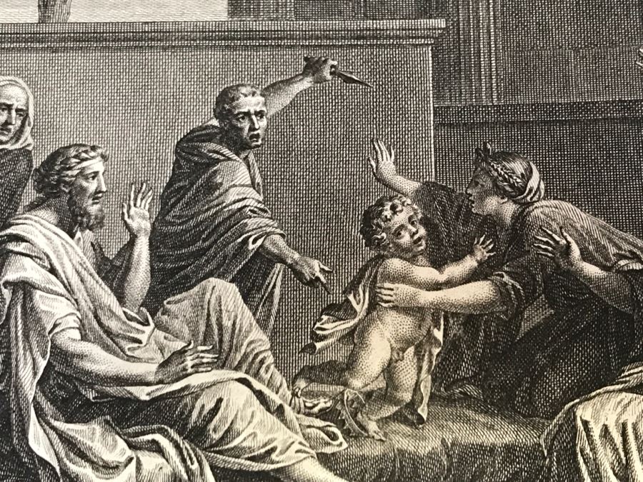 Pair Of Antique 1786 Prints Engravings: (1) Engraver J. B. Racine, Artist Sinibaldo Scorza, Title Le Marche; (2) Engraver Dambrun, Artist Nicolas Poussin, Title Moyse Marchant Sur La Couronne De Pharaon [Photo 29]