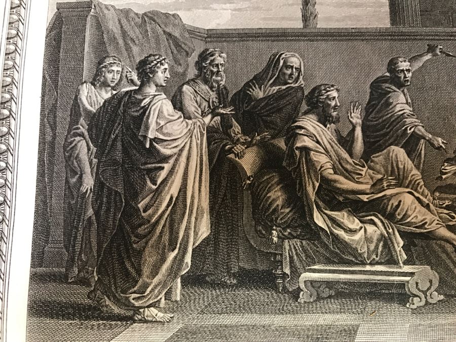 Pair Of Antique 1786 Prints Engravings: (1) Engraver J. B. Racine, Artist Sinibaldo Scorza, Title Le Marche; (2) Engraver Dambrun, Artist Nicolas Poussin, Title Moyse Marchant Sur La Couronne De Pharaon [Photo 23]