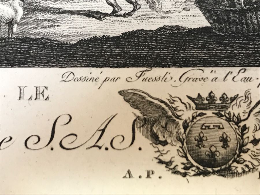 Pair Of Antique 1786 Prints Engravings: (1) Engraver J. B. Racine, Artist Sinibaldo Scorza, Title Le Marche; (2) Engraver Dambrun, Artist Nicolas Poussin, Title Moyse Marchant Sur La Couronne De Pharaon [Photo 14]