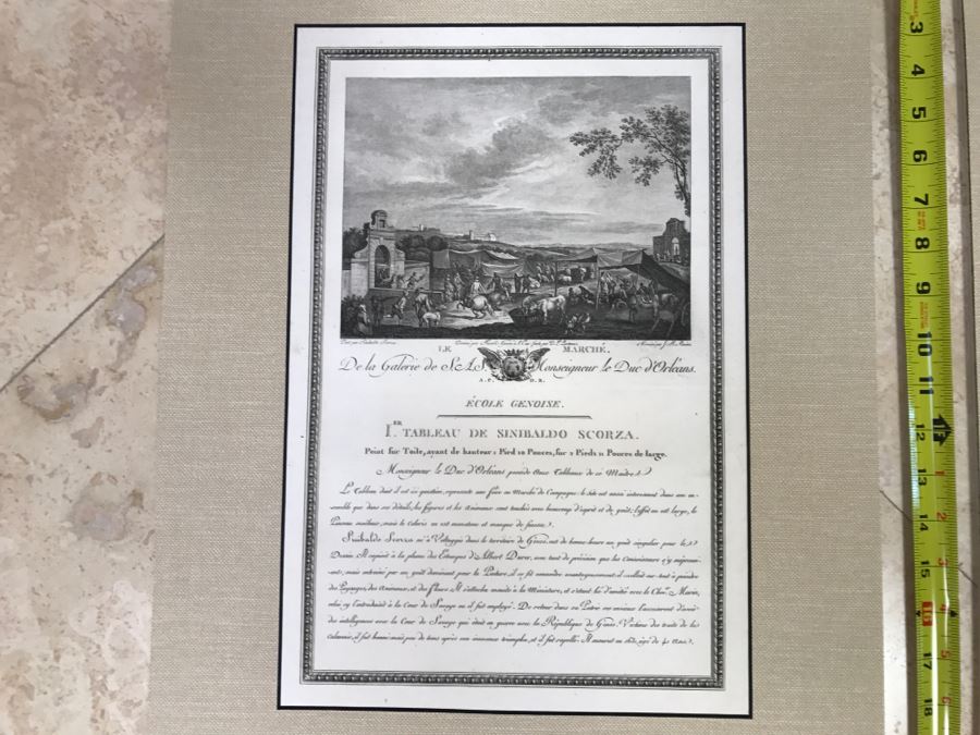 Pair Of Antique 1786 Prints Engravings: (1) Engraver J. B. Racine, Artist Sinibaldo Scorza, Title Le Marche; (2) Engraver Dambrun, Artist Nicolas Poussin, Title Moyse Marchant Sur La Couronne De Pharaon [Photo 2]