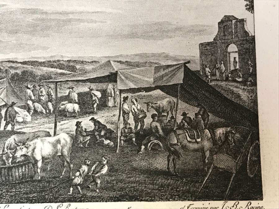 Pair Of Antique 1786 Prints Engravings: (1) Engraver J. B. Racine, Artist Sinibaldo Scorza, Title Le Marche; (2) Engraver Dambrun, Artist Nicolas Poussin, Title Moyse Marchant Sur La Couronne De Pharaon [Photo 10]