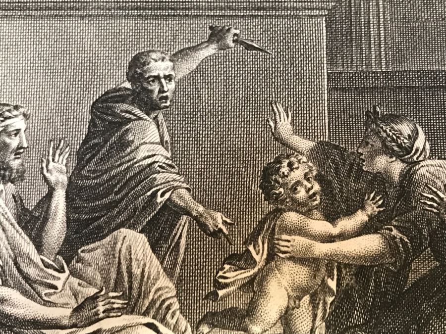 Pair Of Antique 1786 Prints Engravings: (1) Engraver J. B. Racine, Artist Sinibaldo Scorza, Title Le Marche; (2) Engraver Dambrun, Artist Nicolas Poussin, Title Moyse Marchant Sur La Couronne De Pharaon [Photo 30]