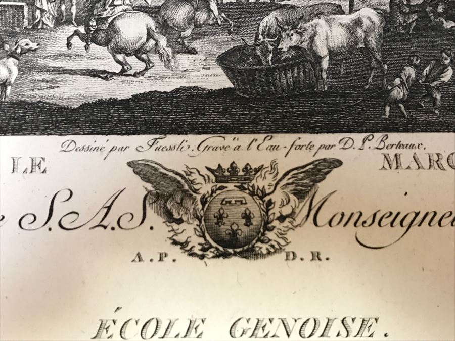 Pair Of Antique 1786 Prints Engravings: (1) Engraver J. B. Racine, Artist Sinibaldo Scorza, Title Le Marche; (2) Engraver Dambrun, Artist Nicolas Poussin, Title Moyse Marchant Sur La Couronne De Pharaon [Photo 13]