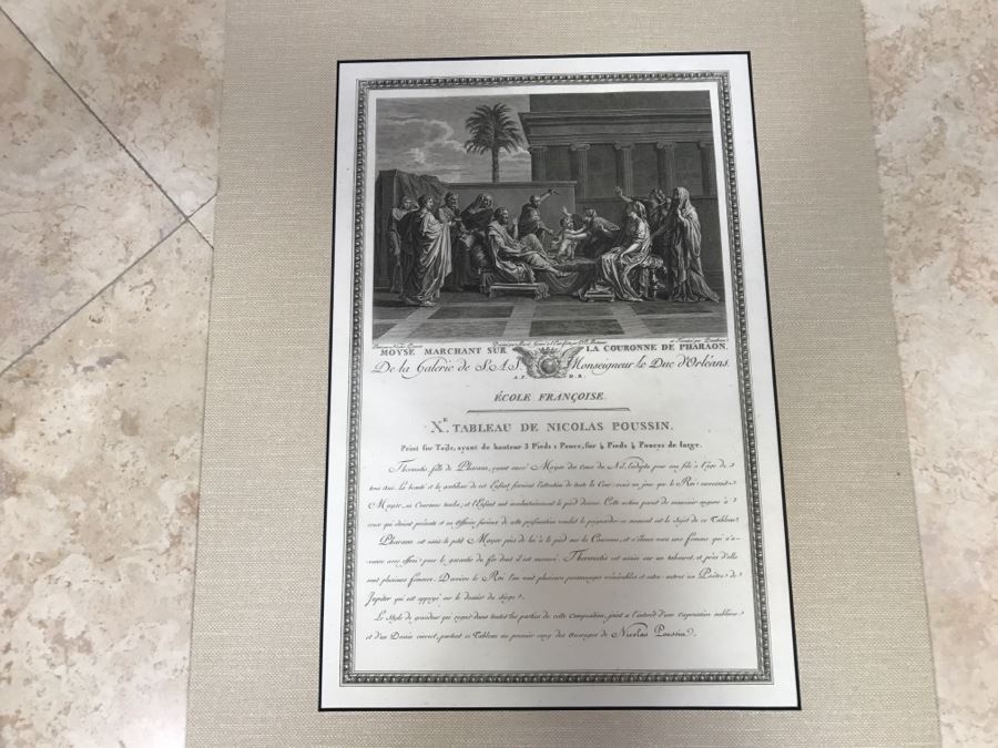 Pair Of Antique 1786 Prints Engravings: (1) Engraver J. B. Racine, Artist Sinibaldo Scorza, Title Le Marche; (2) Engraver Dambrun, Artist Nicolas Poussin, Title Moyse Marchant Sur La Couronne De Pharaon [Photo 19]