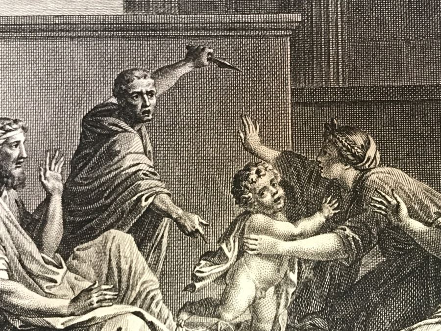 Pair Of Antique 1786 Prints Engravings: (1) Engraver J. B. Racine, Artist Sinibaldo Scorza, Title Le Marche; (2) Engraver Dambrun, Artist Nicolas Poussin, Title Moyse Marchant Sur La Couronne De Pharaon [Photo 28]