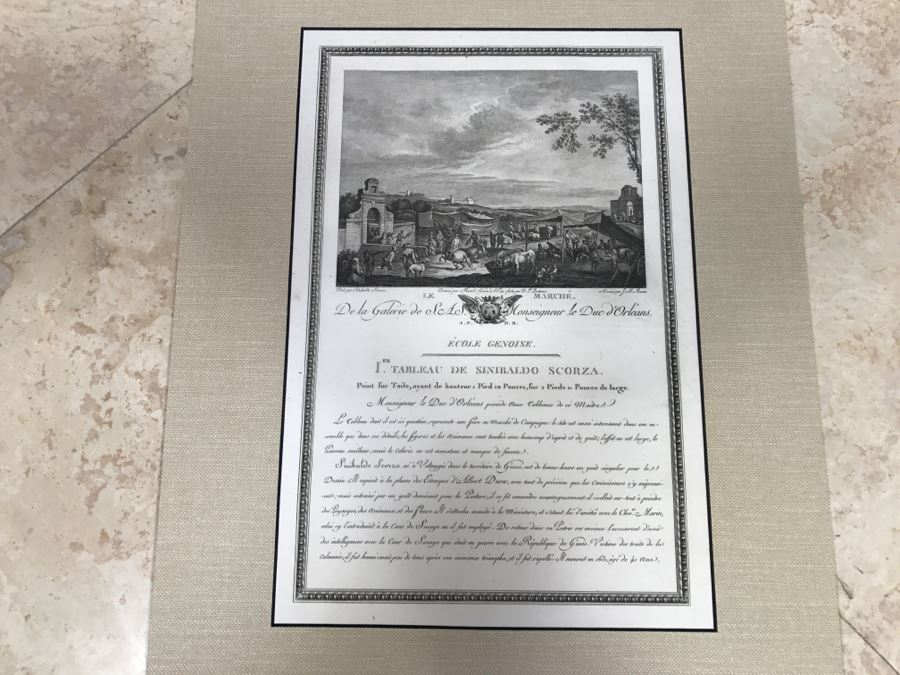 Pair Of Antique 1786 Prints Engravings: (1) Engraver J. B. Racine, Artist Sinibaldo Scorza, Title Le Marche; (2) Engraver Dambrun, Artist Nicolas Poussin, Title Moyse Marchant Sur La Couronne De Pharaon [Photo 3]