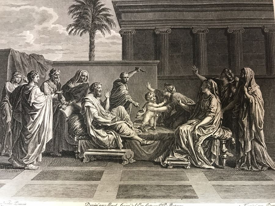Pair Of Antique 1786 Prints Engravings: (1) Engraver J. B. Racine, Artist Sinibaldo Scorza, Title Le Marche; (2) Engraver Dambrun, Artist Nicolas Poussin, Title Moyse Marchant Sur La Couronne De Pharaon [Photo 27]
