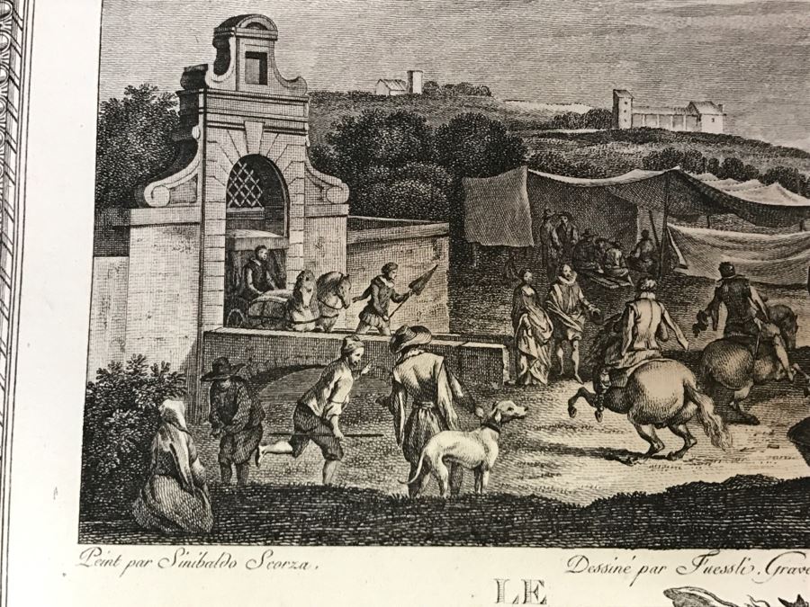 Pair Of Antique 1786 Prints Engravings: (1) Engraver J. B. Racine, Artist Sinibaldo Scorza, Title Le Marche; (2) Engraver Dambrun, Artist Nicolas Poussin, Title Moyse Marchant Sur La Couronne De Pharaon [Photo 6]