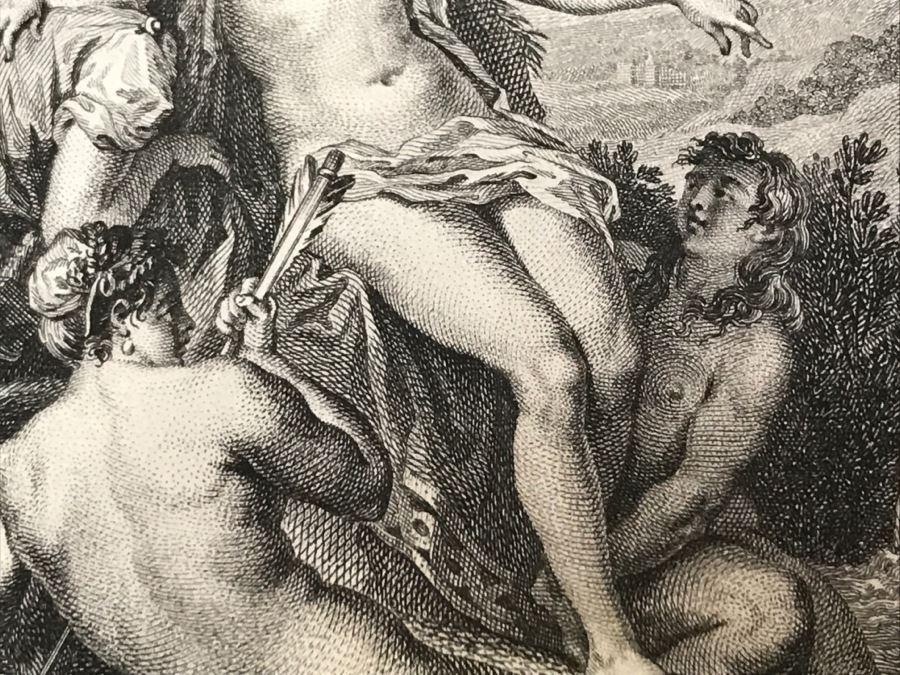 Pair Of Antique 1786 Prints Engravings: (1) Engraver Duclos, J. Aliamet, Du Roi, Artist Titien Vecelli, Title Diane Et Calisto; (2) Engraver De Launay Le Jeune, Artist Paul Veronese, Title L'Homme Entre Le Vice Et La Vertu [Photo 13]