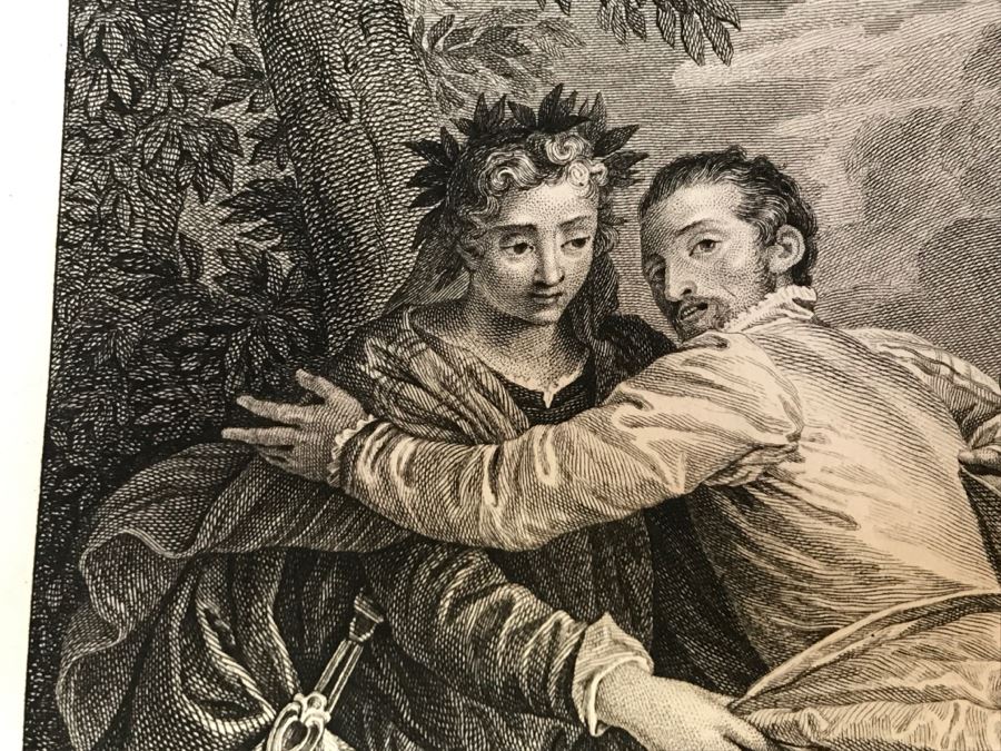 Pair Of Antique 1786 Prints Engravings: (1) Engraver Duclos, J. Aliamet, Du Roi, Artist Titien Vecelli, Title Diane Et Calisto; (2) Engraver De Launay Le Jeune, Artist Paul Veronese, Title L'Homme Entre Le Vice Et La Vertu [Photo 24]