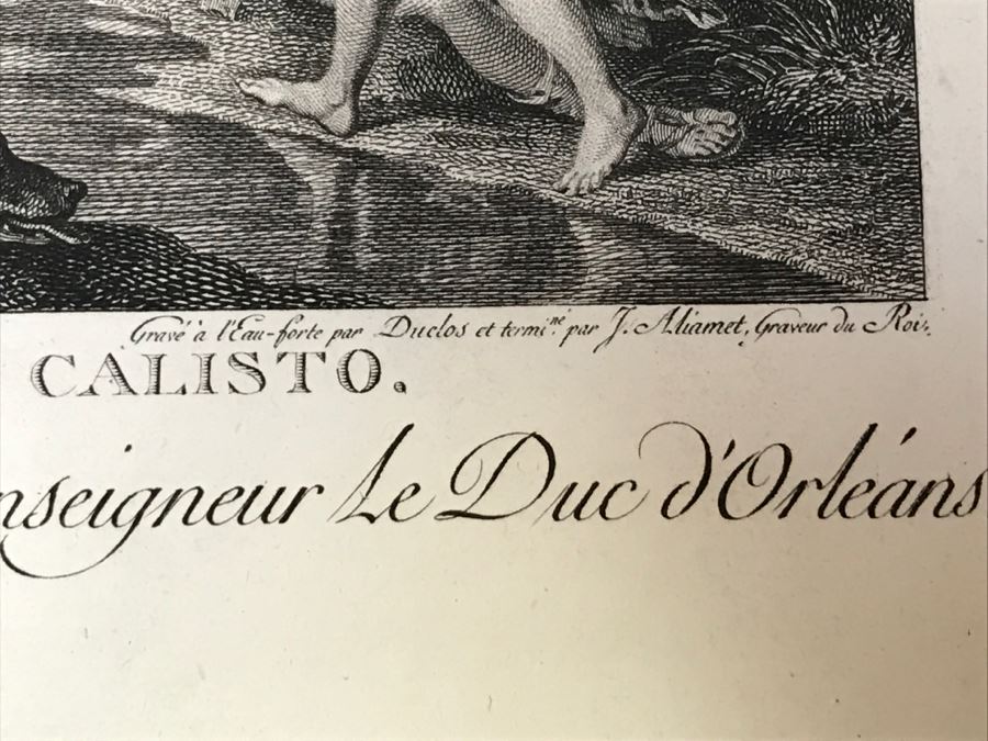 Pair Of Antique 1786 Prints Engravings: (1) Engraver Duclos, J. Aliamet, Du Roi, Artist Titien Vecelli, Title Diane Et Calisto; (2) Engraver De Launay Le Jeune, Artist Paul Veronese, Title L'Homme Entre Le Vice Et La Vertu [Photo 16]