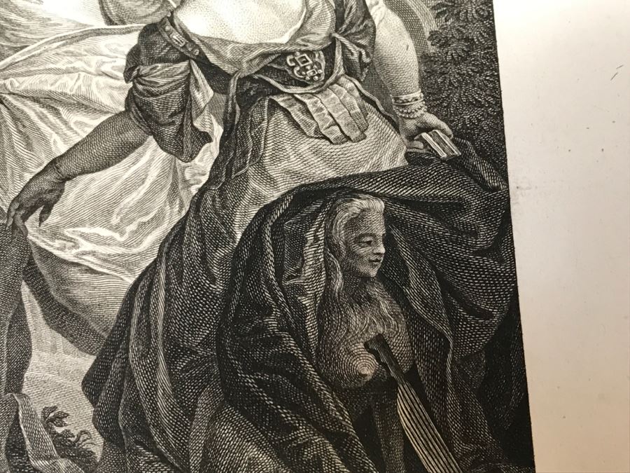 Pair Of Antique 1786 Prints Engravings: (1) Engraver Duclos, J. Aliamet, Du Roi, Artist Titien Vecelli, Title Diane Et Calisto; (2) Engraver De Launay Le Jeune, Artist Paul Veronese, Title L'Homme Entre Le Vice Et La Vertu [Photo 32]