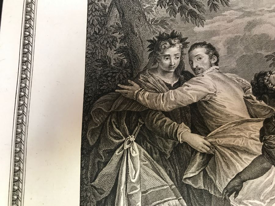 Pair Of Antique 1786 Prints Engravings: (1) Engraver Duclos, J. Aliamet, Du Roi, Artist Titien Vecelli, Title Diane Et Calisto; (2) Engraver De Launay Le Jeune, Artist Paul Veronese, Title L'Homme Entre Le Vice Et La Vertu [Photo 23]