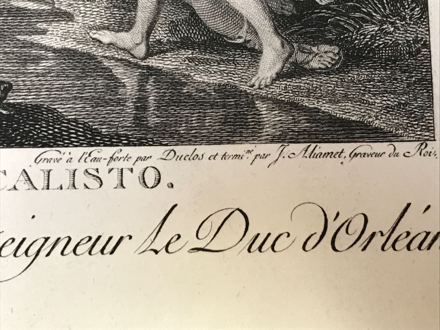 Pair Of Antique 1786 Prints Engravings: (1) Engraver Duclos, J. Aliamet, Du Roi, Artist Titien Vecelli, Title Diane Et Calisto; (2) Engraver De Launay Le Jeune, Artist Paul Veronese, Title L'Homme Entre Le Vice Et La Vertu [Photo 15]