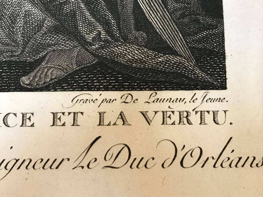 Pair Of Antique 1786 Prints Engravings: (1) Engraver Duclos, J. Aliamet, Du Roi, Artist Titien Vecelli, Title Diane Et Calisto; (2) Engraver De Launay Le Jeune, Artist Paul Veronese, Title L'Homme Entre Le Vice Et La Vertu [Photo 35]