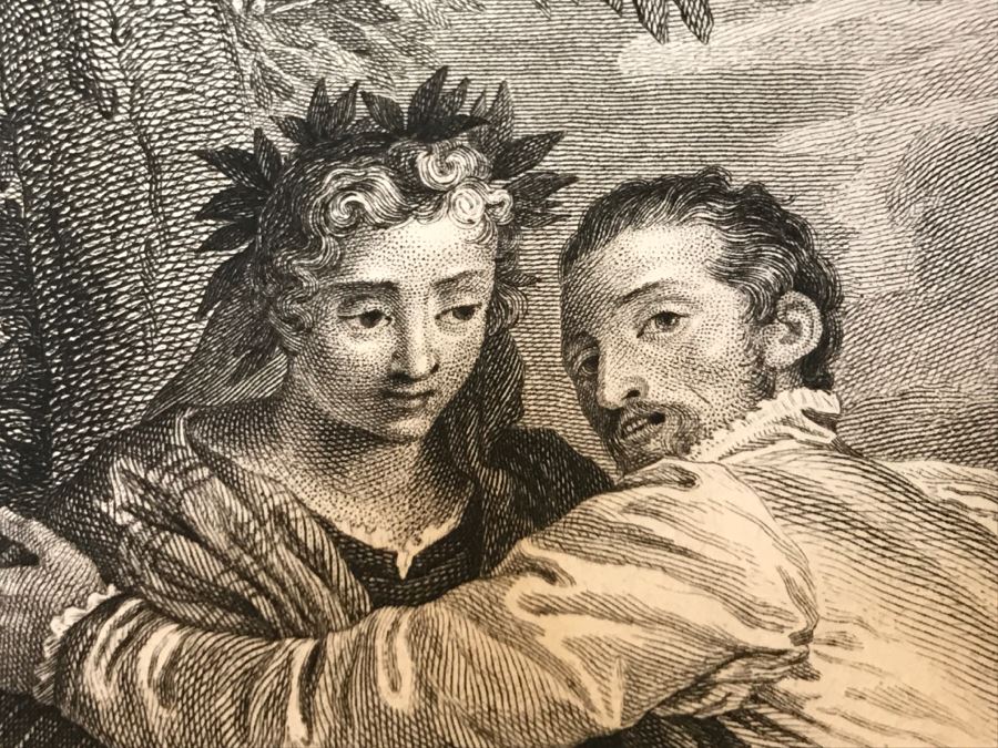 Pair Of Antique 1786 Prints Engravings: (1) Engraver Duclos, J. Aliamet, Du Roi, Artist Titien Vecelli, Title Diane Et Calisto; (2) Engraver De Launay Le Jeune, Artist Paul Veronese, Title L'Homme Entre Le Vice Et La Vertu [Photo 33]