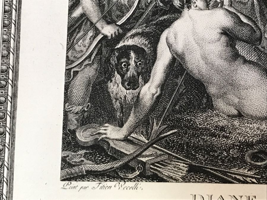 Pair Of Antique 1786 Prints Engravings: (1) Engraver Duclos, J. Aliamet, Du Roi, Artist Titien Vecelli, Title Diane Et Calisto; (2) Engraver De Launay Le Jeune, Artist Paul Veronese, Title L'Homme Entre Le Vice Et La Vertu [Photo 14]