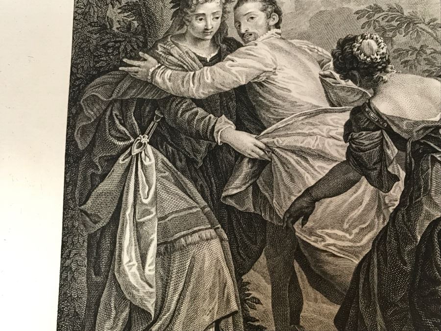 Pair Of Antique 1786 Prints Engravings: (1) Engraver Duclos, J. Aliamet, Du Roi, Artist Titien Vecelli, Title Diane Et Calisto; (2) Engraver De Launay Le Jeune, Artist Paul Veronese, Title L'Homme Entre Le Vice Et La Vertu [Photo 25]