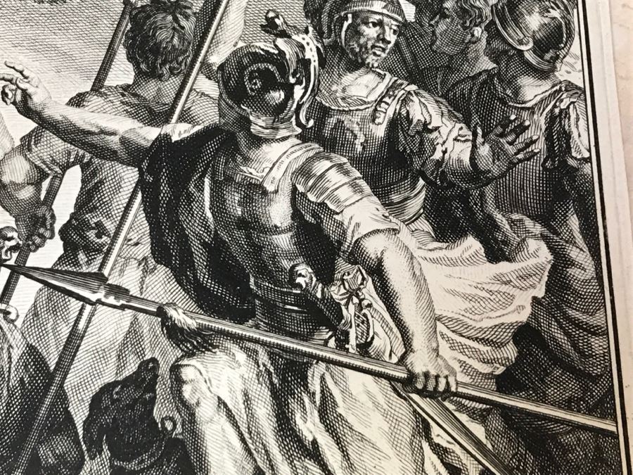 Pair Of Antique Prints Engravings: (1) Engraver Buisen, Artist Picart, Title David Sheweth Saul The Skirt Of His Robe; (2) Engraver Sluiter, Artist G. Hoet, Title David Killeth Goliath [Photo 24]