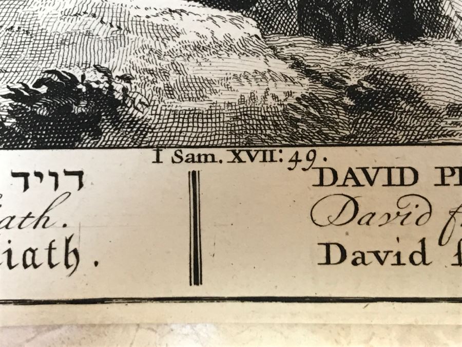 Pair Of Antique Prints Engravings: (1) Engraver Buisen, Artist Picart, Title David Sheweth Saul The Skirt Of His Robe; (2) Engraver Sluiter, Artist G. Hoet, Title David Killeth Goliath [Photo 32]