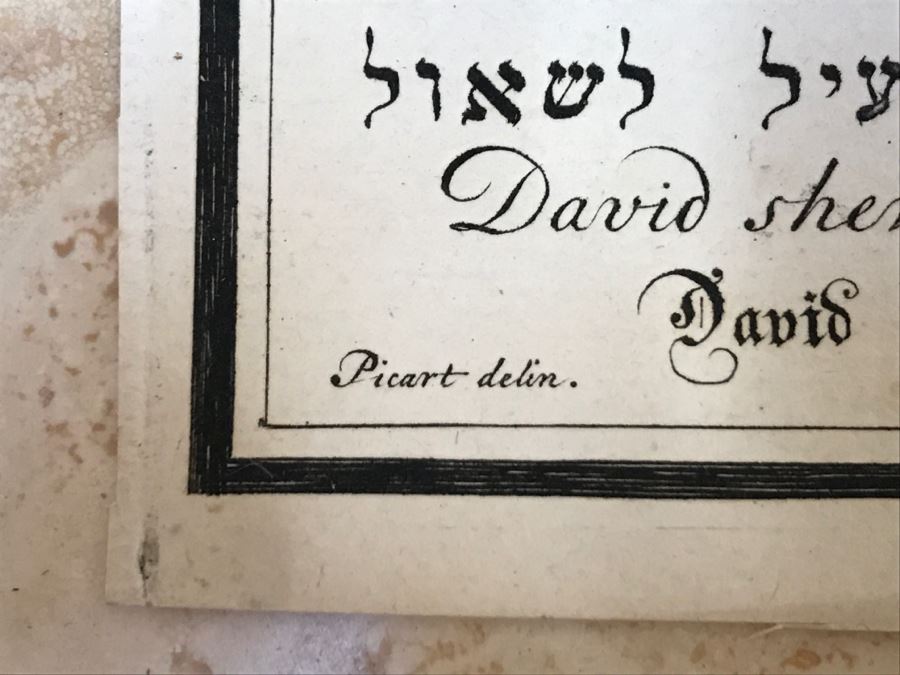 Pair Of Antique Prints Engravings: (1) Engraver Buisen, Artist Picart, Title David Sheweth Saul The Skirt Of His Robe; (2) Engraver Sluiter, Artist G. Hoet, Title David Killeth Goliath [Photo 16]