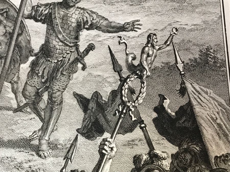 Pair Of Antique Prints Engravings: (1) Engraver Buisen, Artist Picart, Title David Sheweth Saul The Skirt Of His Robe; (2) Engraver Sluiter, Artist G. Hoet, Title David Killeth Goliath [Photo 22]