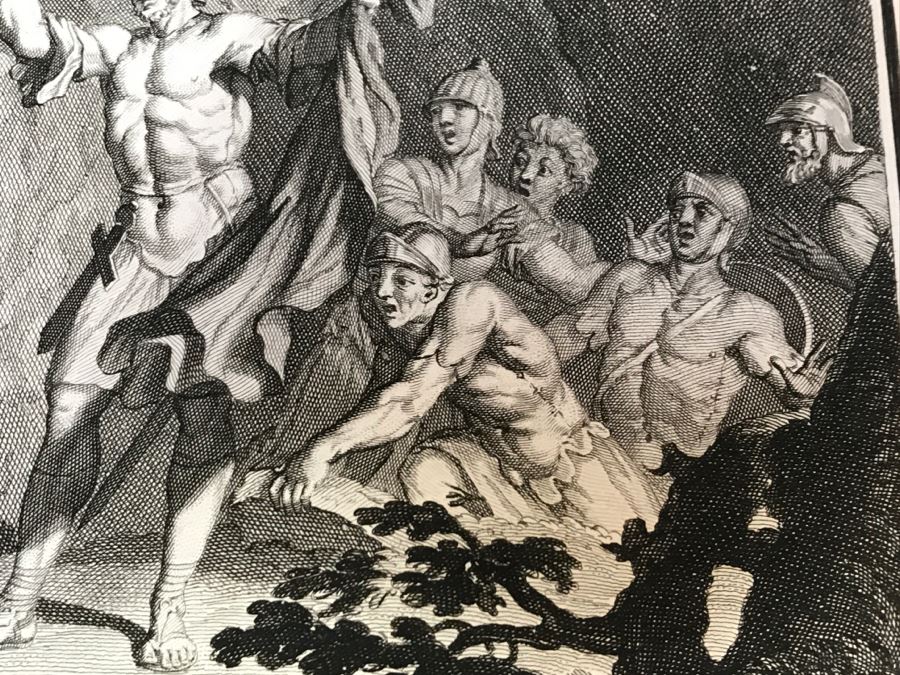 Pair Of Antique Prints Engravings: (1) Engraver Buisen, Artist Picart, Title David Sheweth Saul The Skirt Of His Robe; (2) Engraver Sluiter, Artist G. Hoet, Title David Killeth Goliath [Photo 7]