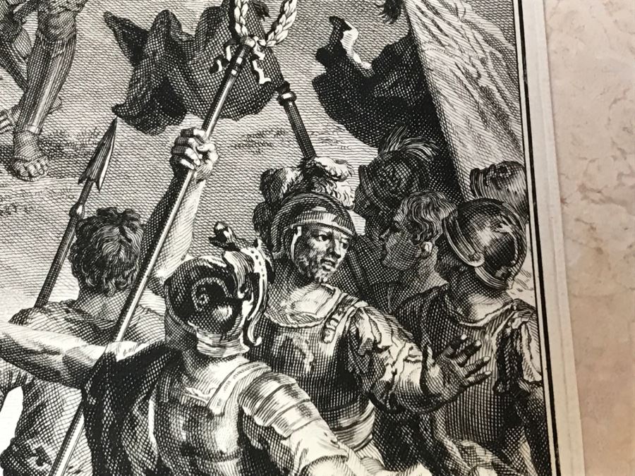 Pair Of Antique Prints Engravings: (1) Engraver Buisen, Artist Picart, Title David Sheweth Saul The Skirt Of His Robe; (2) Engraver Sluiter, Artist G. Hoet, Title David Killeth Goliath [Photo 23]