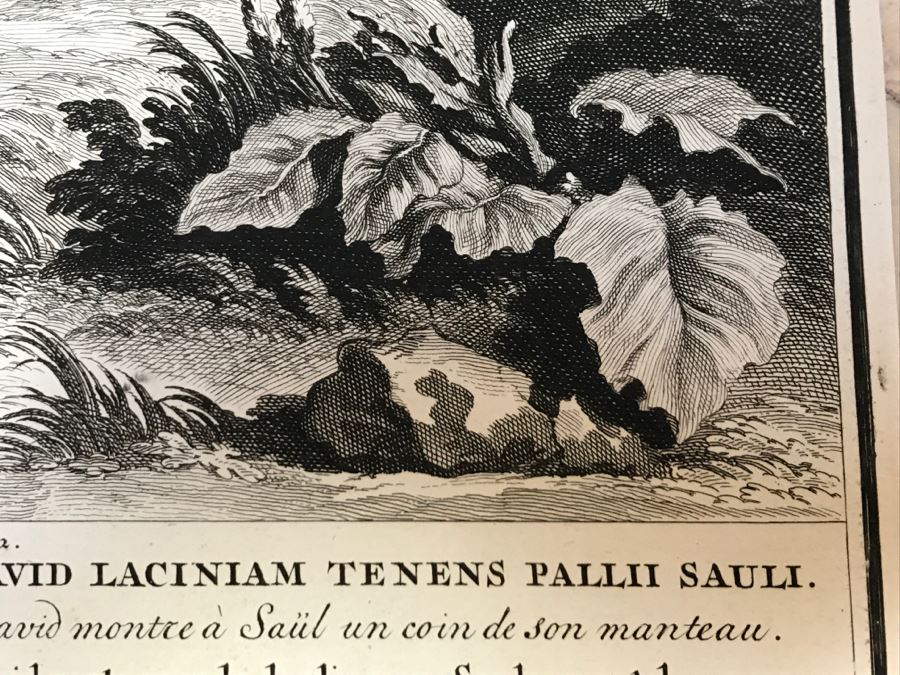 Pair Of Antique Prints Engravings: (1) Engraver Buisen, Artist Picart, Title David Sheweth Saul The Skirt Of His Robe; (2) Engraver Sluiter, Artist G. Hoet, Title David Killeth Goliath [Photo 12]