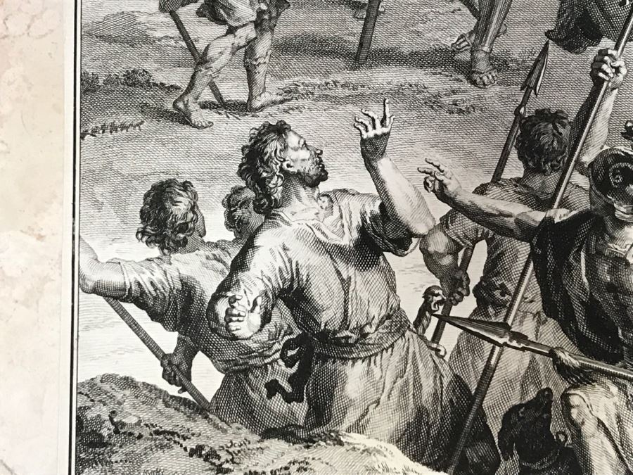 Pair Of Antique Prints Engravings: (1) Engraver Buisen, Artist Picart, Title David Sheweth Saul The Skirt Of His Robe; (2) Engraver Sluiter, Artist G. Hoet, Title David Killeth Goliath [Photo 26]