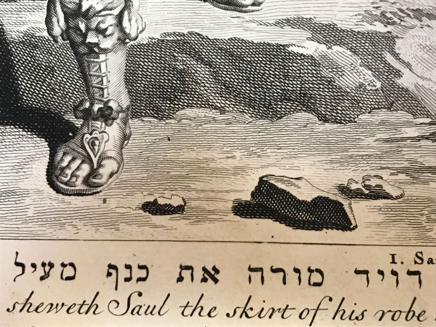 Pair Of Antique Prints Engravings: (1) Engraver Buisen, Artist Picart, Title David Sheweth Saul The Skirt Of His Robe; (2) Engraver Sluiter, Artist G. Hoet, Title David Killeth Goliath [Photo 11]